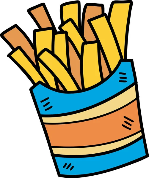 Hand Drawn French Fries Illustration Isolated Background — Stock Vector