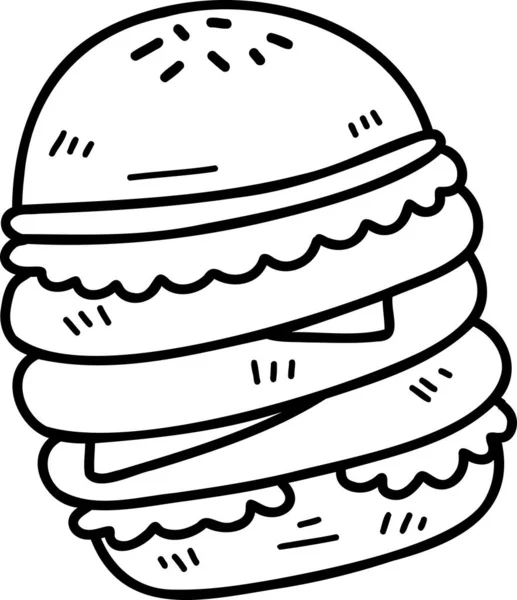 Handgezeichnete Köstliche Hamburger Illustration Isoliert Auf Dem Hintergrund — Stockvektor
