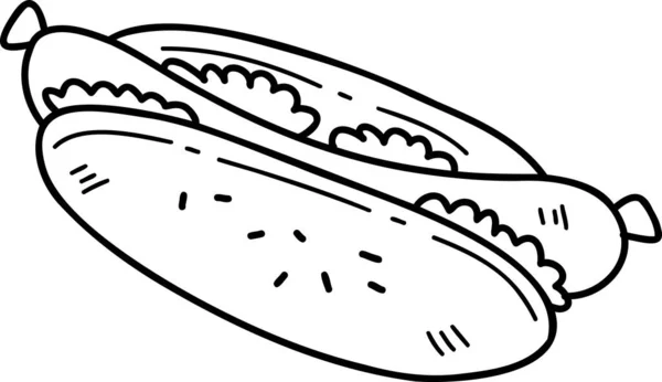 Disegnato Mano Deliziosa Illustrazione Hot Dog Bread Isolato Sfondo — Vettoriale Stock