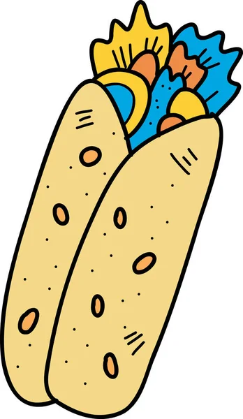 Hand Getekend Heerlijke Burrito Illustratie Geïsoleerd Achtergrond — Stockvector