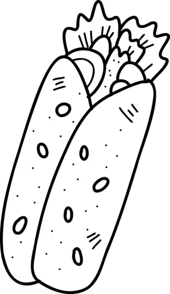 Desenho Mão Deliciosa Ilustração Burrito Isolado Fundo — Vetor de Stock
