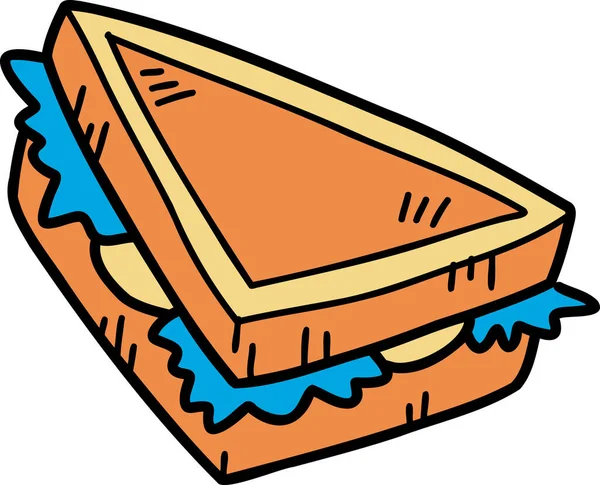 Hand Getekend Heerlijke Sandwich Illustratie Geïsoleerd Achtergrond — Stockvector