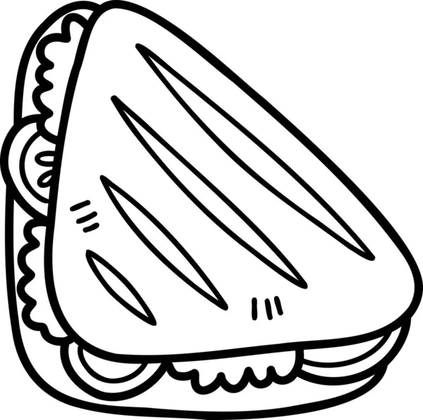 손으로 맛있는 샌드위치 삽화가 배경에 분리되어 — 스톡 벡터