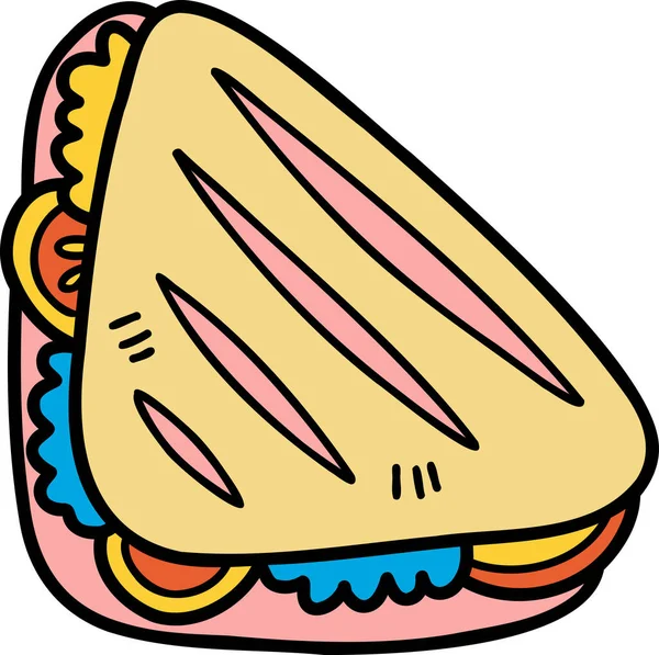 Hand Getekend Heerlijke Sandwich Illustratie Geïsoleerd Achtergrond — Stockvector