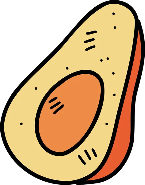 Hand Getekend Gesneden Avocado Illustratie Geïsoleerd Achtergrond — Stockvector