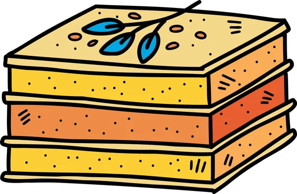 Handgetekende Lasagne Illustratie Geïsoleerd Achtergrond — Stockvector