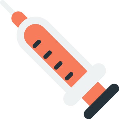 arkaplanda izole edilmiş minimal biçimde turuncu şırınga illüstrasyonu