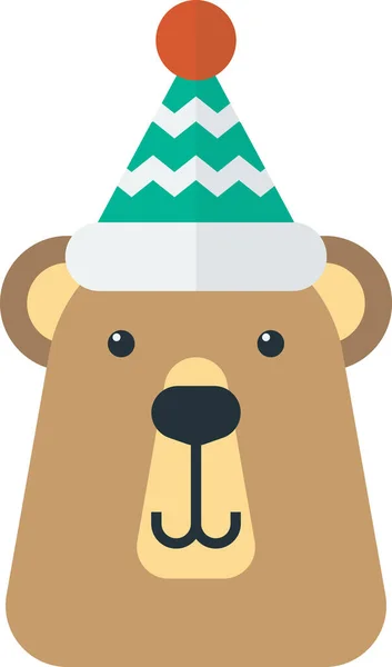 Urso Vestindo Chapéu Natal Ilustração Estilo Mínimo Isolado Fundo — Vetor de Stock