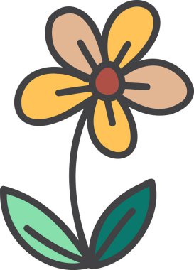 El çizimi arkaplanda izole edilmiş sevimli çiçekler çizimi