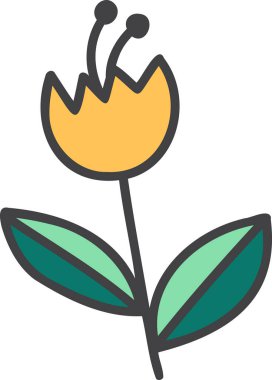 El çizimi arkaplanda izole edilmiş sevimli çiçekler çizimi