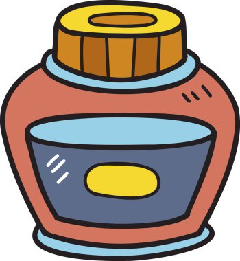 El çizimi mürekkep şişesi çizimi arka planda izole