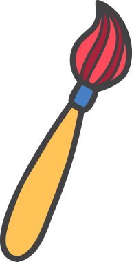 El çizimi arkaplanda izole edilmiş sevimli boya fırçası çizimi