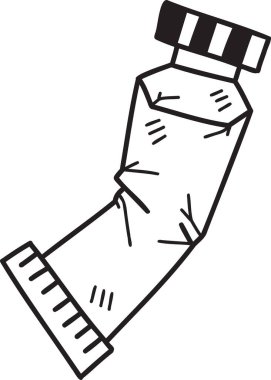 El çizimi sıkıştırılmış boya tüpleri çizimi arka planda izole edildi