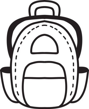 Öğrenciler için el çizimi sırt çantası arkaplanda izole edilmiş.