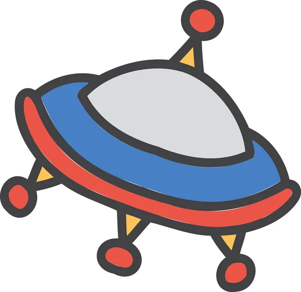 Hand Drawn Ufo Illustration Isolerad Bakgrunden — Stock vektor