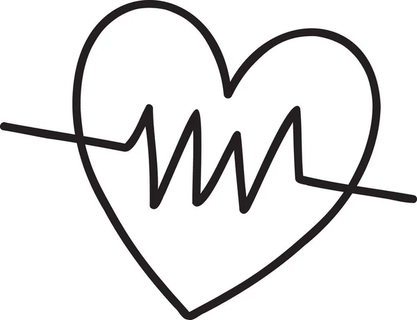 Corazón Dibujado Mano Con Ilustración Pulso Aislado Sobre Fondo — Archivo Imágenes Vectoriales
