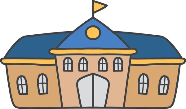 Χέρι Σχεδιασμένο Χαριτωμένο Σχολείο Εικονογράφηση Κτίριο Απομονώνονται Στο Παρασκήνιο — Διανυσματικό Αρχείο