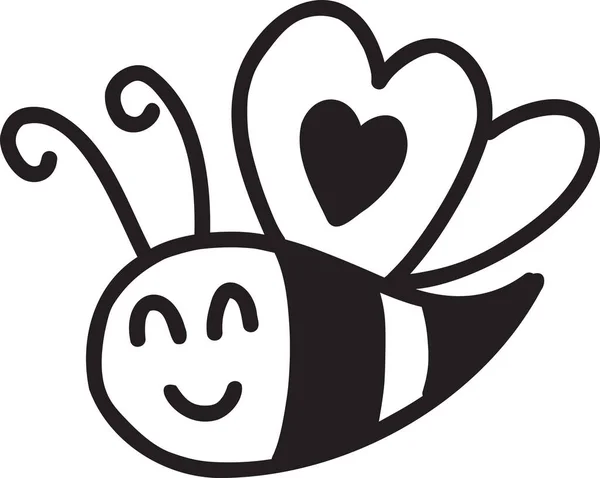 Ręcznie Rysowane Cute Pszczoła Ilustracja Izolowane Tle — Wektor stockowy