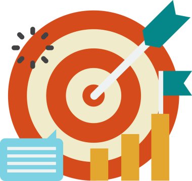 Arkaplanda izole edilmiş en az biçimdeki grafikler ve hedefler çizimi