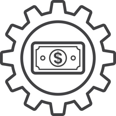 para ve dişli illüstrasyonları arka planda izole edilmiş minimal tarzda