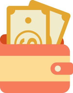 Cüzdan ve para illüstrasyonu arka planda en az düzeyde izole edilmiş