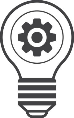 Arka planda izole edilmiş en az biçimdeki ampul ve dişli illüstrasyon