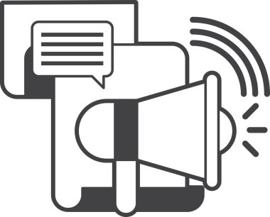 megafon ve ileti kutusu resimlemesi arka planda izole edilmiş en az biçimdedir