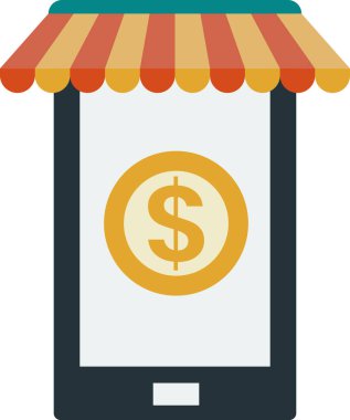 Akıllı telefon illüstrasyonuyla çevrimiçi alışveriş arka planda izole edilmiş minimal biçimdedir