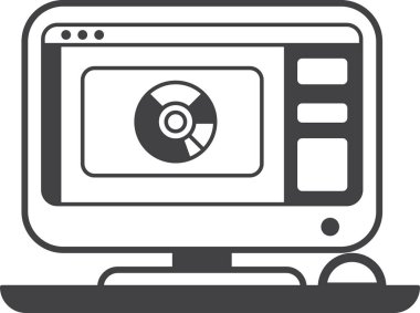 arkaplanda en az izole edilmiş şekilde bilgisayar ve web sayfası resimlemesi