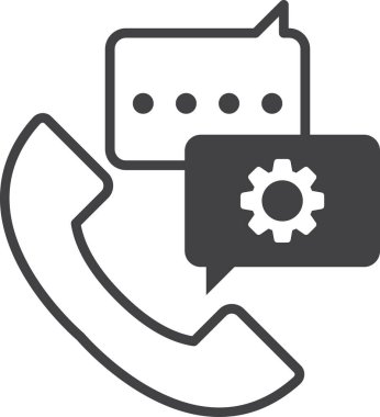 telefon ve dişli illüstrasyonu arka planda en az düzeyde izole edilmiş