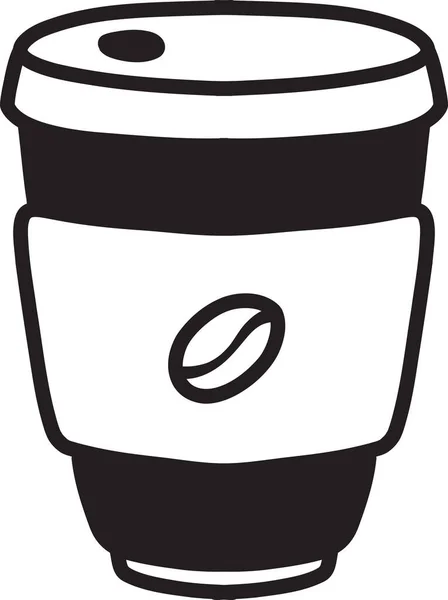 背景に描かれた手描きの紙コーヒーカップイラスト — ストックベクタ