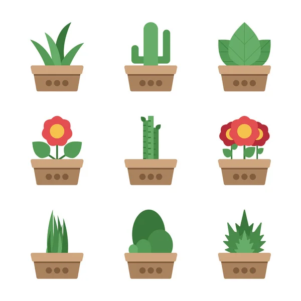 Potted Plant Color Icon Set Image Vector Image — Stock Vector