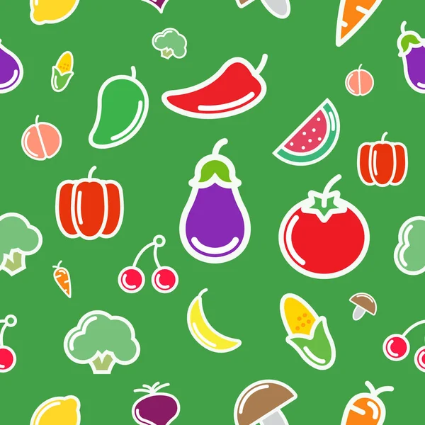 Fruit Vegetables Seamless Pattern — Stock Vector