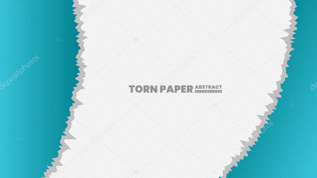 Vector grunge teal white torn paper background