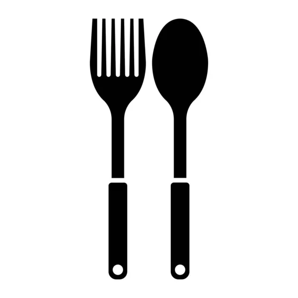 Cuchara Tenedor Icono Negro Que Adecuado Para Negocio Moderno — Vector de stock