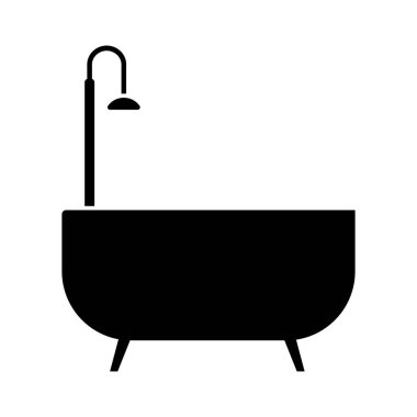 Modern işinize uygun siyah bir stili olan küvet ikonu.