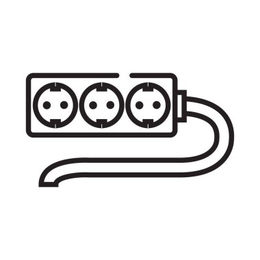 Modern iş için uygun bir çizgi stiline sahip uzatma kablo simgesi