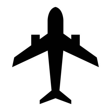 Modern işleriniz için uygun siyah bir uçak ikonu.