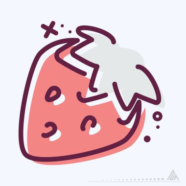 Simge Çilekleri - MBE Syle - Basit illüstrasyon, düzenlenebilir felç, tasarım şablonu vektörü, baskılar, posterler, reklamlar, duyurular, bilgi grafikleri vs..