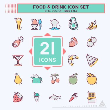 Simge Ayarları Gıda ve içecek - MBE Syle - Basit illüstrasyon, Düzenlenebilir vuruş, Tasarım şablonu vektörü, baskılar, posterler, reklamlar, duyurular, bilgi grafikleri vs..