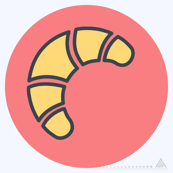 Icono Croissant Color Mate Style Ilustración Simple Carrera Editable Diseño — Vector de stock