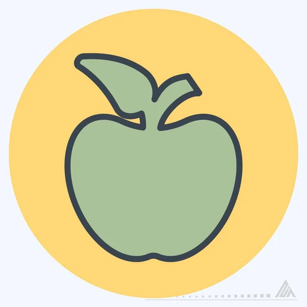 Icon Apple Color Mate Style Simple Illustration Editable Stroke Design — Stock Vector