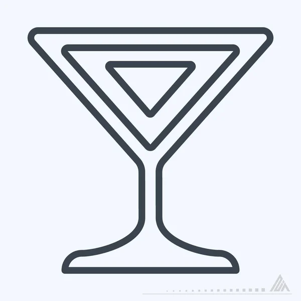 Cocktail Ícone Estilo Linha Ilustração Simples Curso Editável Vetor Modelo — Vetor de Stock