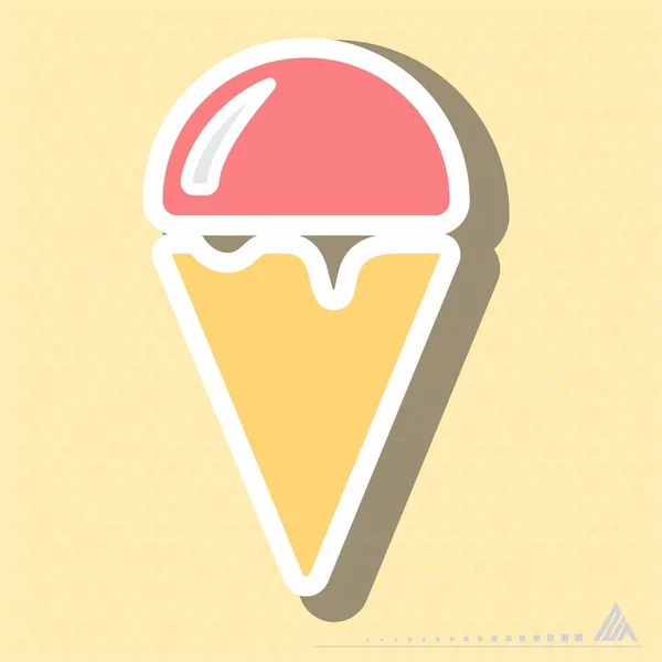 Aufkleber Ice Cream Einfache Illustration Editierbarer Strich Designschablonen Vektor Gut — Stockvektor