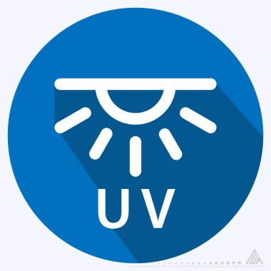 Simge Uv Rays - Uzun Gölge Biçimi - Basit illüstrasyon, Düzenlenebilir vuruş, Tasarım şablonu vektörü, baskılar, posterler, reklamlar, duyurular, bilgi grafikleri vs..