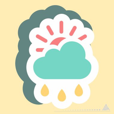 Çıkartma Yağmurlu Günü - Basit illüstrasyon, Düzenlenebilir felç, Tasarım şablonu vektörü, baskılar, posterler, reklamlar, duyurular, bilgi grafikleri vs..