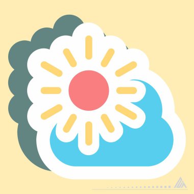 Etiket Sunny Day - Basit illüstrasyon, Düzenlenebilir felç, Tasarım şablonu vektörü, baskılar, posterler, reklamlar, duyurular, bilgi grafikleri vs..