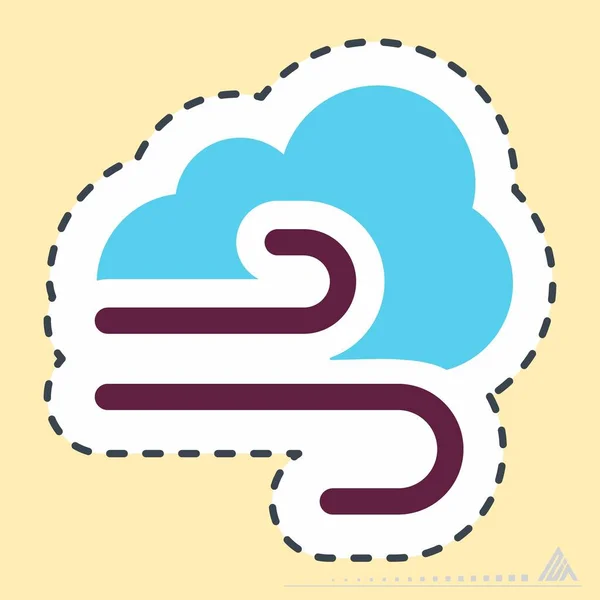 Sticker Wind Γραμμή Κοπής Απλή Απεικόνιση Επεξεργάσιμο Εγκεφαλικό Επεισόδιο Σχεδιασμός — Διανυσματικό Αρχείο