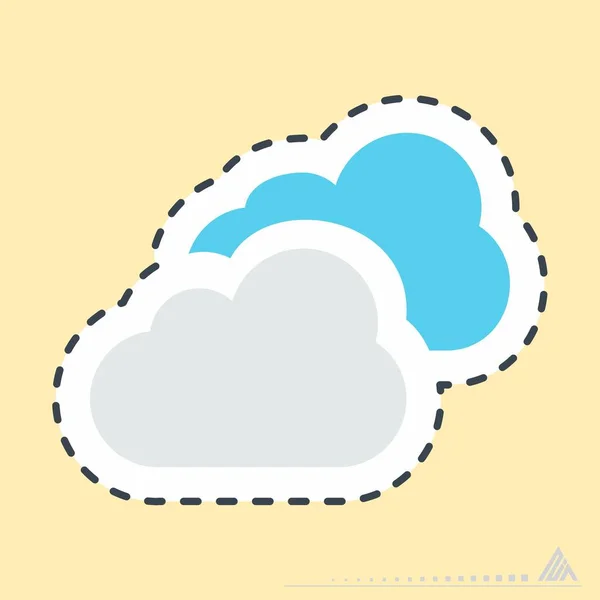 Sticker Cloudy Line Cut Simple Illustration Editable Stroke Design Template — Stock Vector