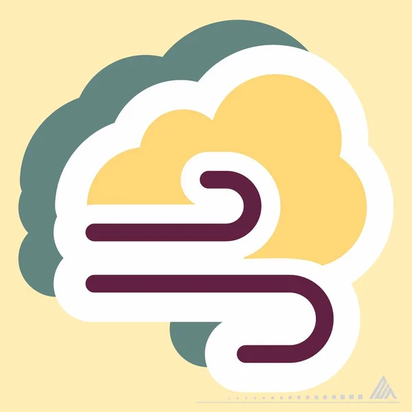 Sticker Wind Απλή Απεικόνιση Επεξεργάσιμο Εγκεφαλικό Επεισόδιο Σχεδιασμός Πρότυπο Διάνυσμα — Διανυσματικό Αρχείο